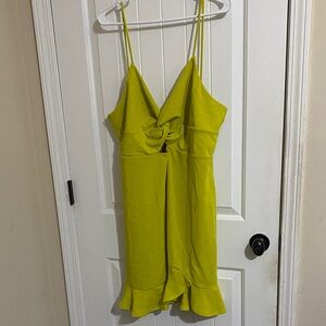 Fashion Nova Lime Mini Dress with Ruffle Hem